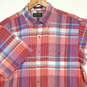 Colours by Alexander Julian men's pink plaid lightweight short sleeve shirt